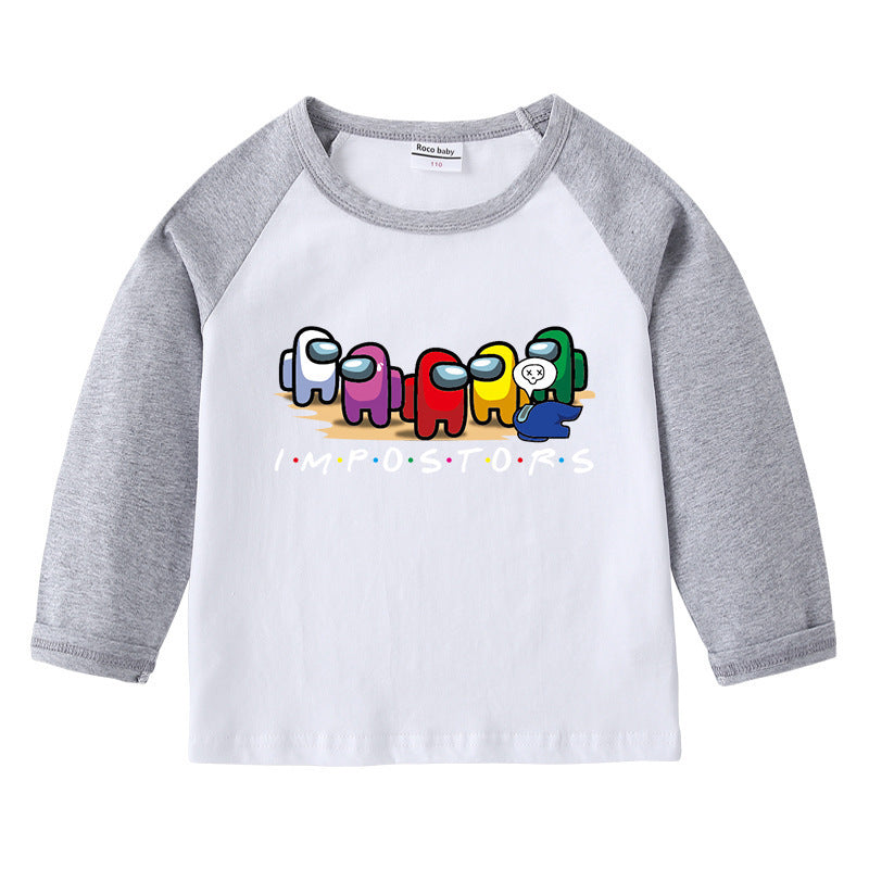 T-Shirt Enfant Col Rond Imprimé Cartoon Manches Longues | Children's Round Neck Cartoon Long Sleeve Shirt