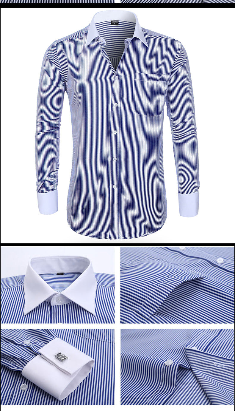 Cross-border Hot Sale Amazon Shirt Men's Casual Spring and Summer ebay Business Men's French Cufflinks plus size Men's Shirt