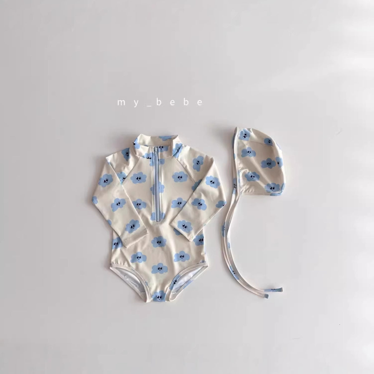 Cloud flower long sleeved one-piece swimsuit