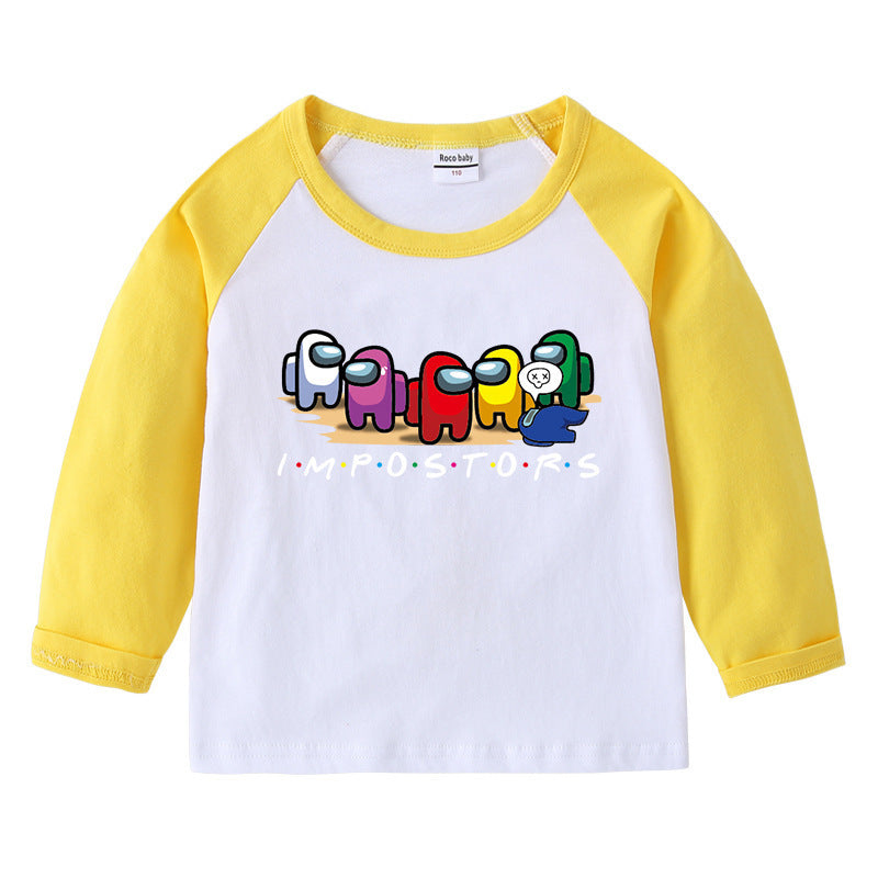 T-Shirt Enfant Col Rond Imprimé Cartoon Manches Longues | Children's Round Neck Cartoon Long Sleeve Shirt
