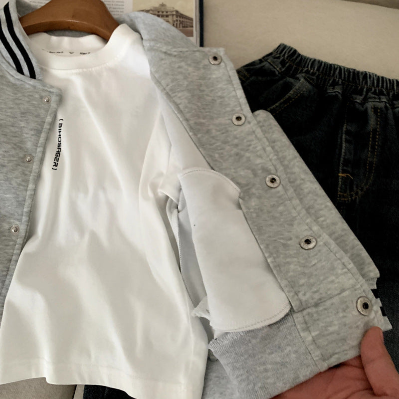 Manteau Bébé Garçon Style Baseball Automne – Veste Saison Confortable | Baby Boy Autumn Baseball Jersey Coat