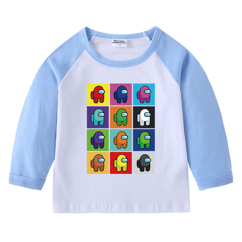 T-Shirt Enfant Col Rond Imprimé Cartoon Manches Longues | Children's Round Neck Cartoon Long Sleeve T-Shirt
