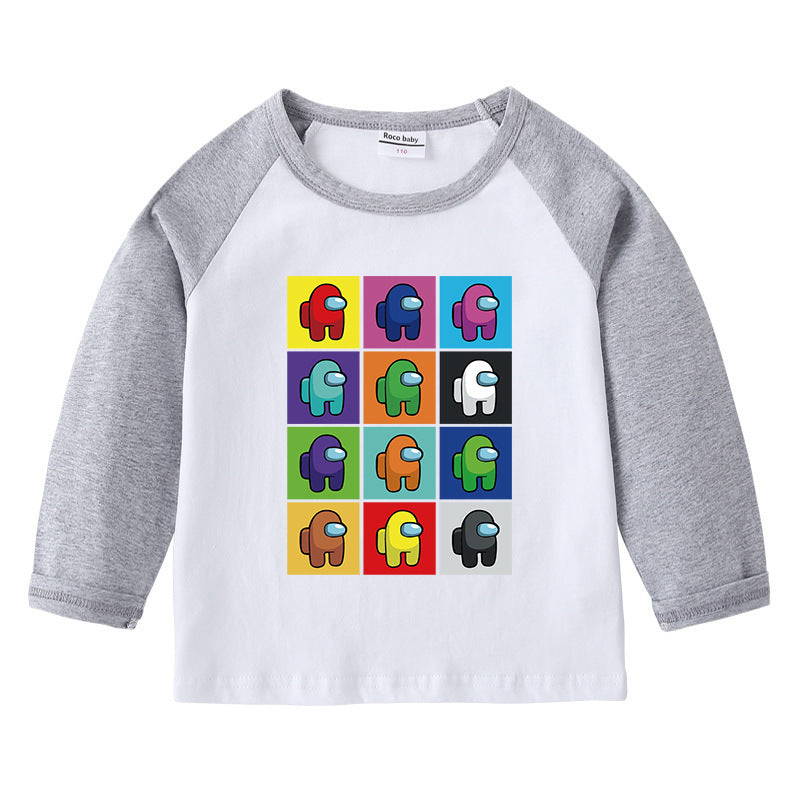T-Shirt Enfant Col Rond Imprimé Cartoon Manches Longues | Children's Round Neck Cartoon Long Sleeve T-Shirt