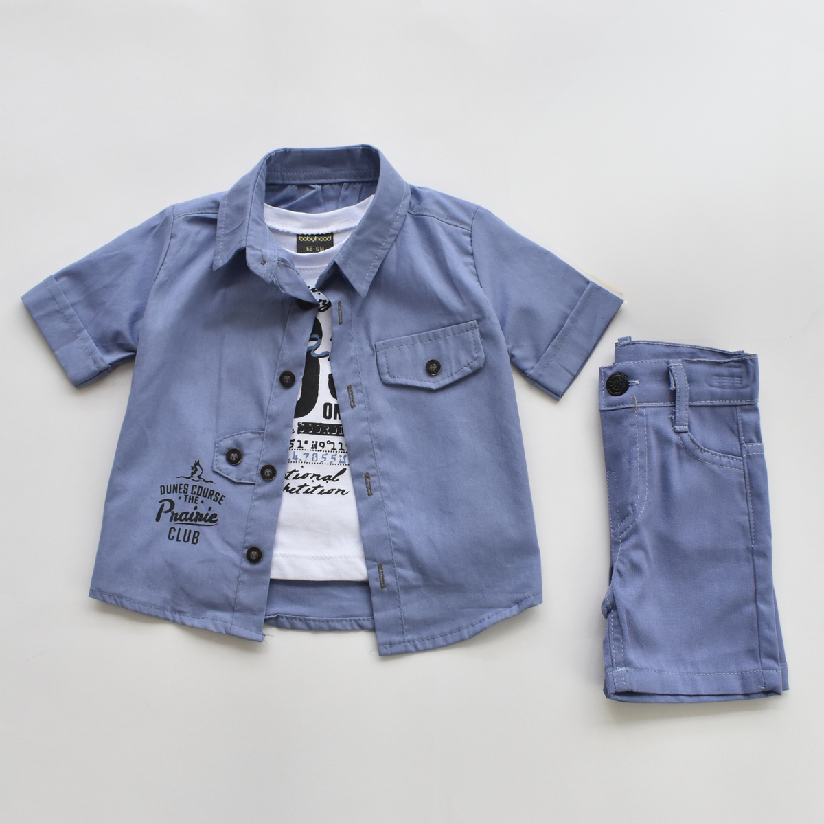 Ensemble Habillé Garçon Été – Chemise Coton + T-Shirt + Short | Boys Summer Dressy Set