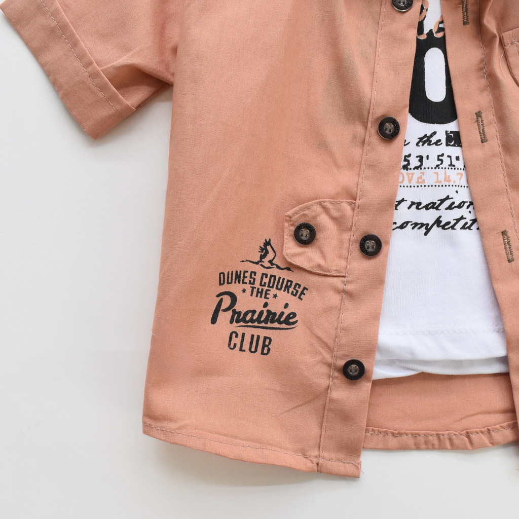 Ensemble Habillé Garçon Été – Chemise Coton + T-Shirt + Short | Boys Summer Dressy Set