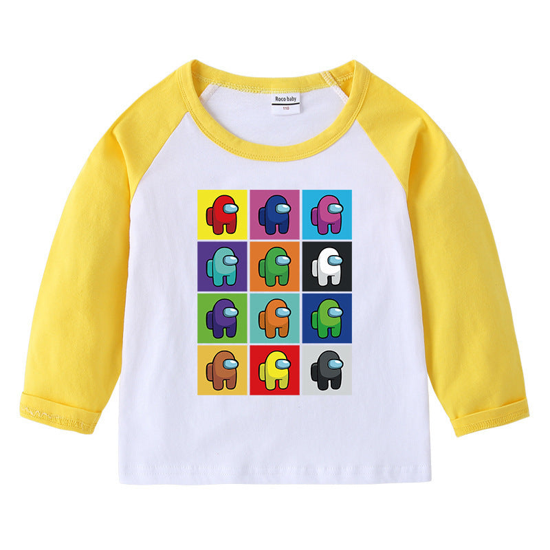 T-Shirt Enfant Col Rond Imprimé Cartoon Manches Longues | Children's Round Neck Cartoon Long Sleeve T-Shirt