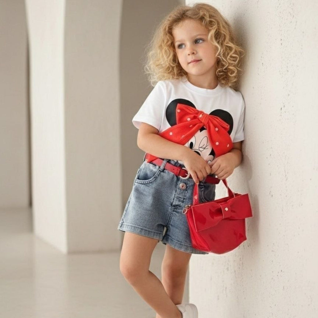 Red Denim Girls Set & Bag