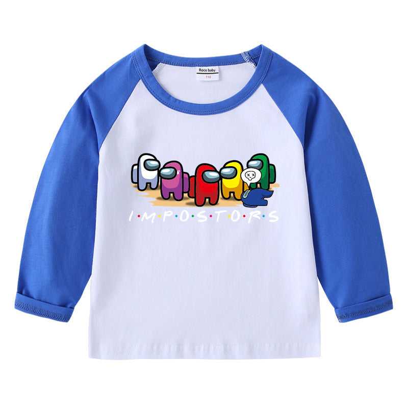 T-Shirt Enfant Col Rond Imprimé Cartoon Manches Longues | Children's Round Neck Cartoon Long Sleeve Shirt