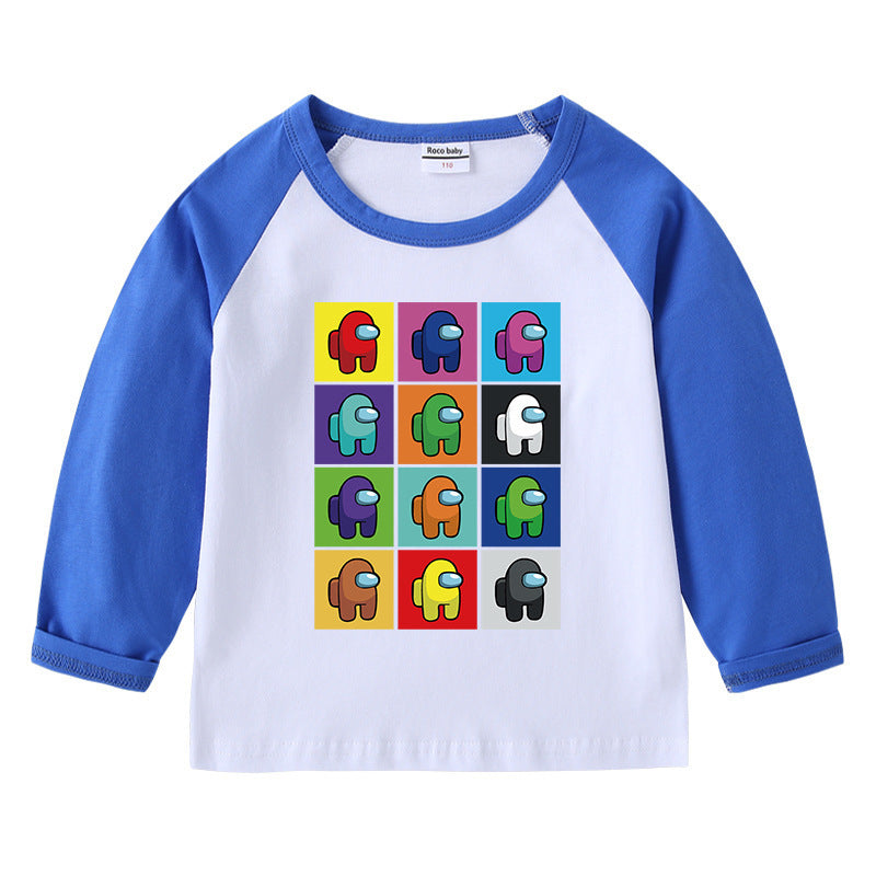 T-Shirt Enfant Col Rond Imprimé Cartoon Manches Longues | Children's Round Neck Cartoon Long Sleeve T-Shirt