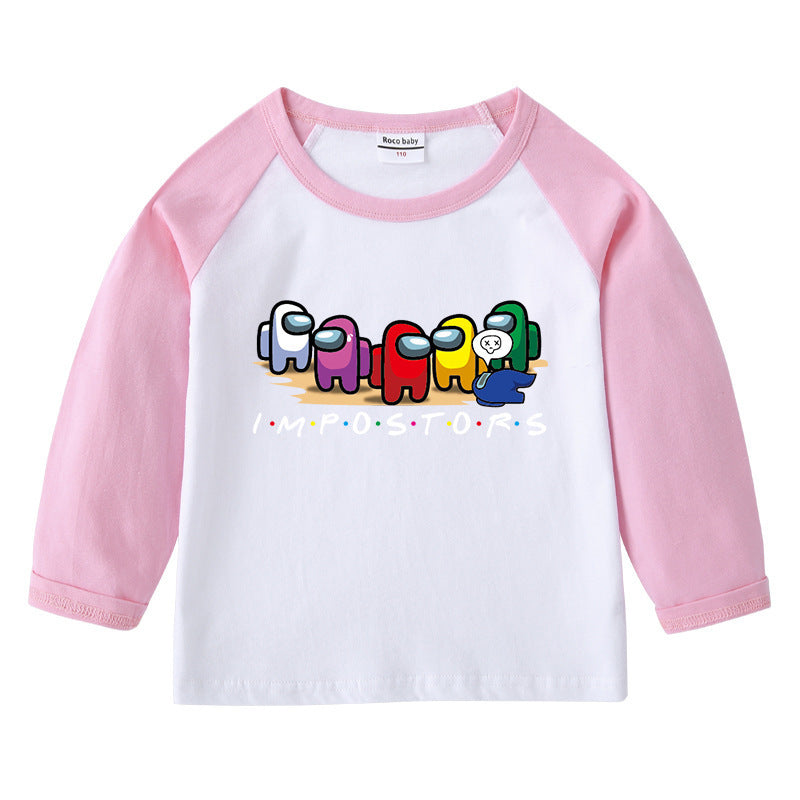 T-Shirt Enfant Col Rond Imprimé Cartoon Manches Longues | Children's Round Neck Cartoon Long Sleeve Shirt