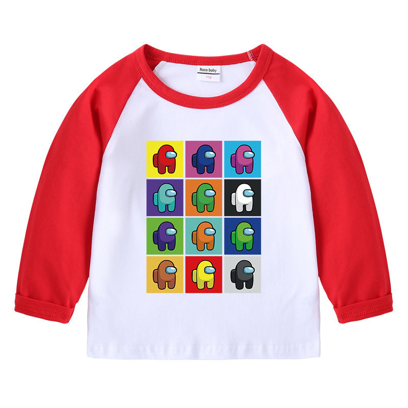 T-Shirt Enfant Col Rond Imprimé Cartoon Manches Longues | Children's Round Neck Cartoon Long Sleeve T-Shirt