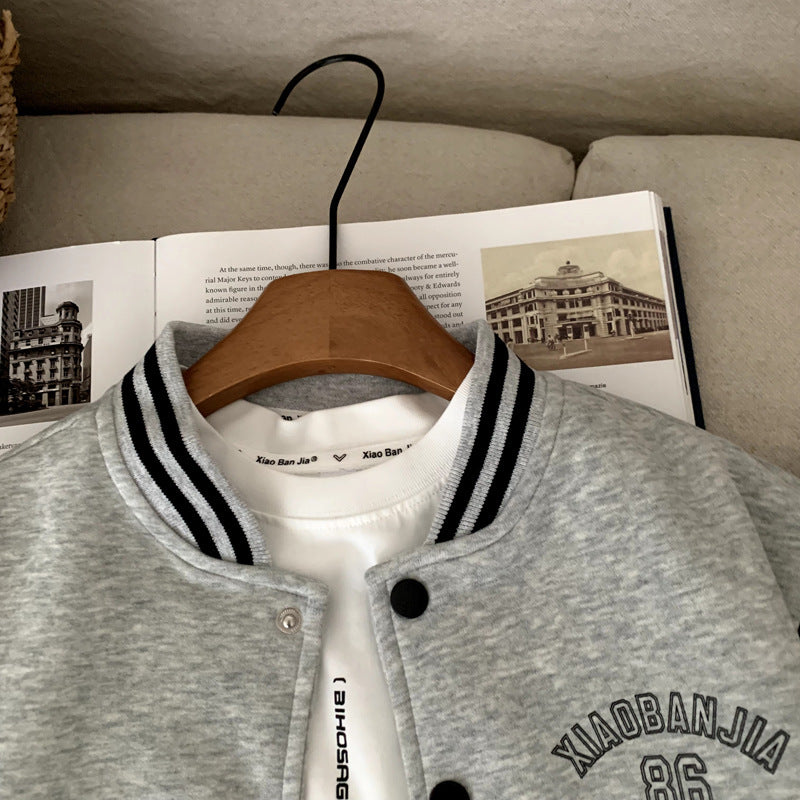 Manteau Bébé Garçon Style Baseball Automne – Veste Saison Confortable | Baby Boy Autumn Baseball Jersey Coat