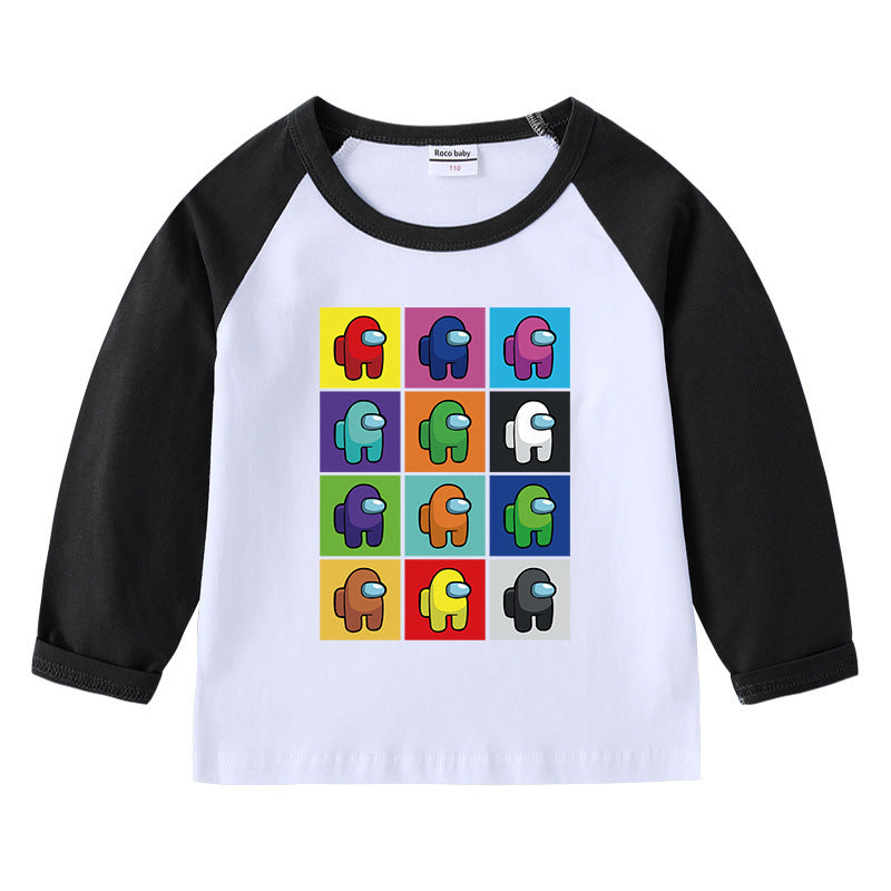T-Shirt Enfant Col Rond Imprimé Cartoon Manches Longues | Children's Round Neck Cartoon Long Sleeve T-Shirt