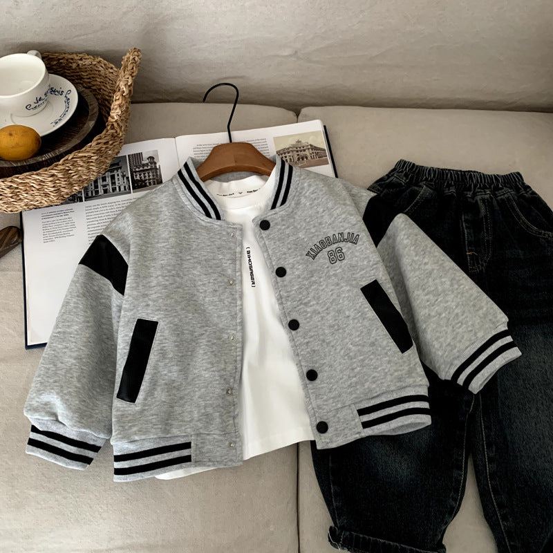 Manteau Bébé Garçon Style Baseball Automne – Veste Saison Confortable | Baby Boy Autumn Baseball Jersey Coat