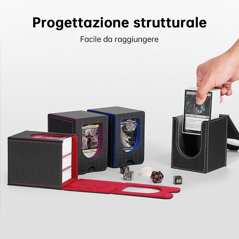 Boîte Rangement TCG Cuir 100+ Cartes avec Séparateurs – Organisateur Jeux de Cartes | Leather TCG Card Storage Box 100+ Capacity with Dividers