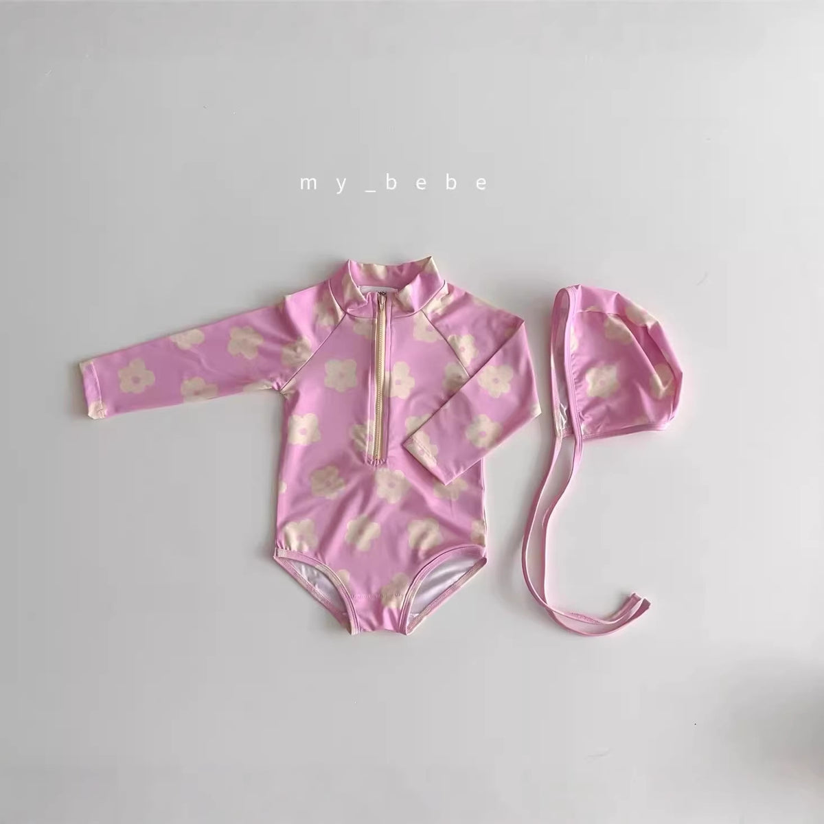 Cloud flower long sleeved one-piece swimsuit