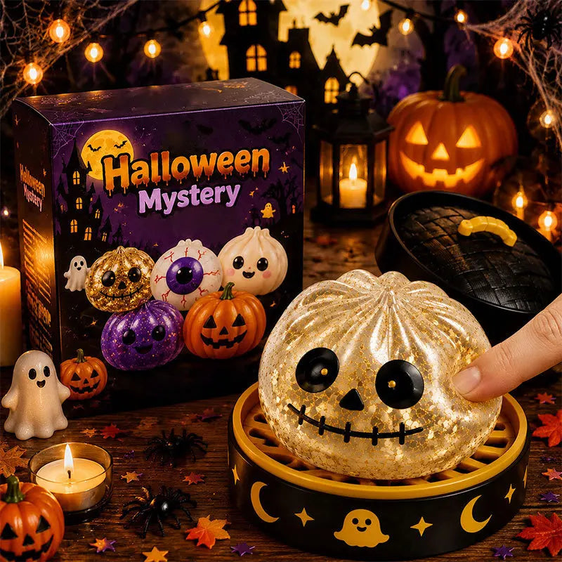 5.5cm/10cm Halloween Ghost Dumpling Pressure Squishies Slow Rising Stress Relief Fidget Toy for Kids Adults Anti-Anxiety Gift