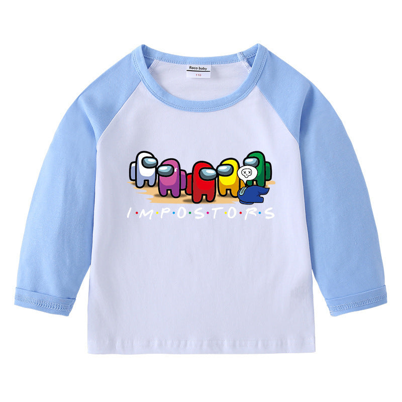 T-Shirt Enfant Col Rond Imprimé Cartoon Manches Longues | Children's Round Neck Cartoon Long Sleeve Shirt