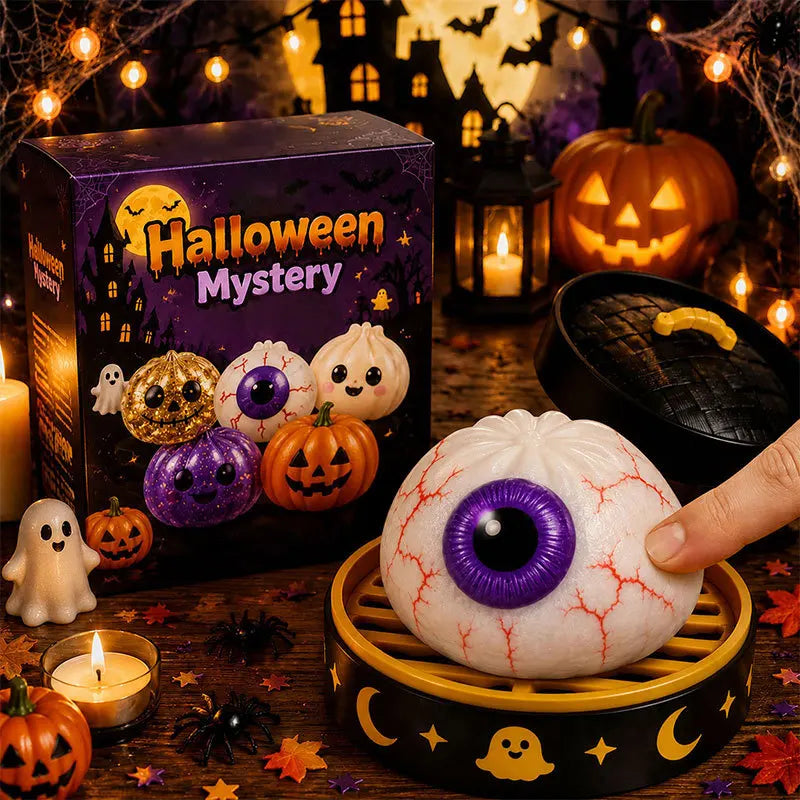 5.5cm/10cm Halloween Ghost Dumpling Pressure Squishies Slow Rising Stress Relief Fidget Toy for Kids Adults Anti-Anxiety Gift