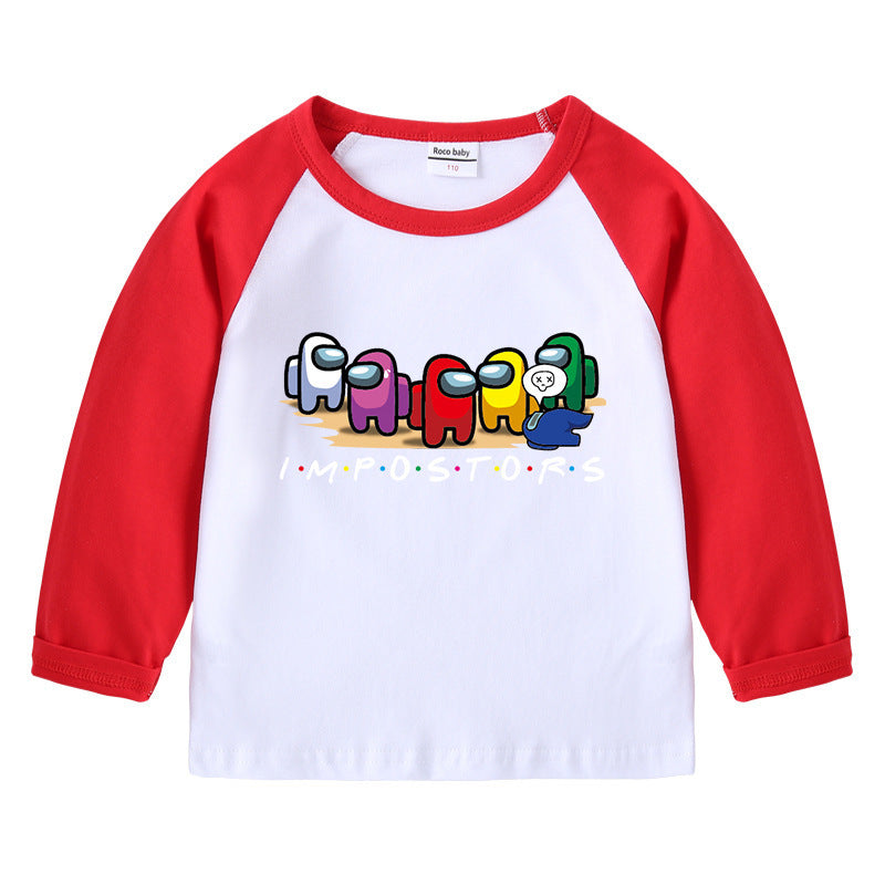 T-Shirt Enfant Col Rond Imprimé Cartoon Manches Longues | Children's Round Neck Cartoon Long Sleeve Shirt