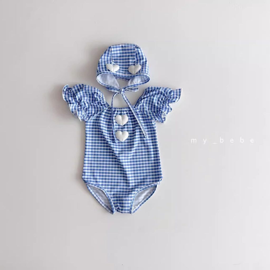 One-piece checkered swimsuit
