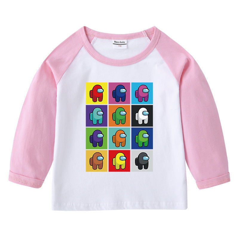 T-Shirt Enfant Col Rond Imprimé Cartoon Manches Longues | Children's Round Neck Cartoon Long Sleeve T-Shirt