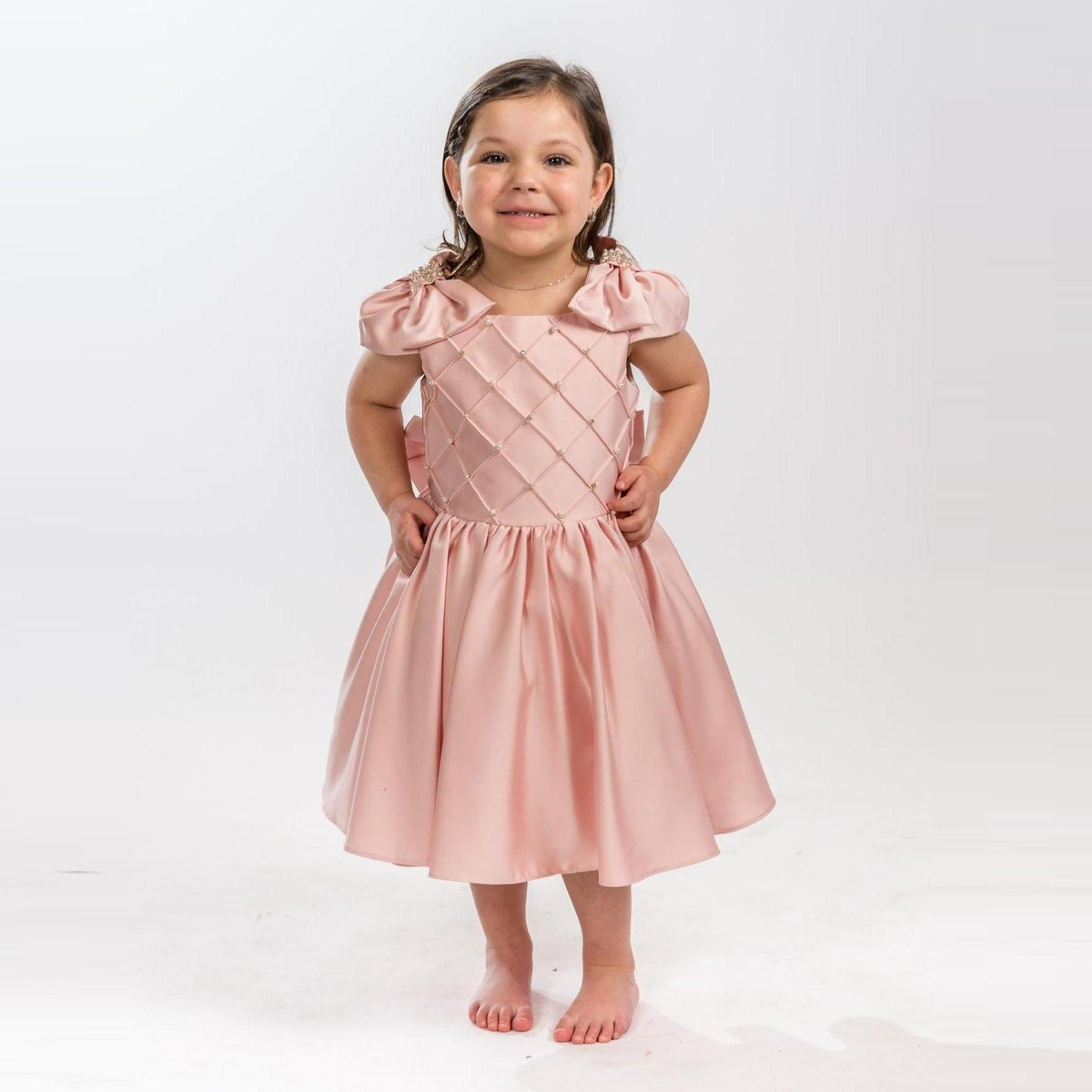 Robe Courte Satin Fille Lady of Norway – Mancherons & Nœud | Girls Satin Short Formal Dress