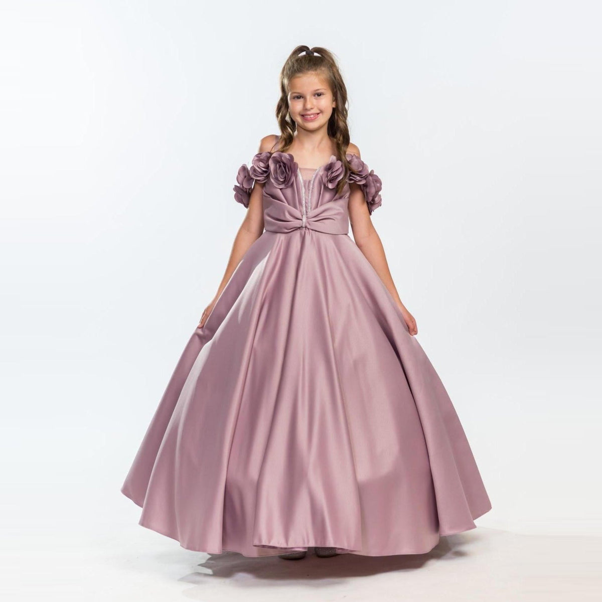 Robe Satinée Fille Miss Fashionista – Luxe & Élégance avec Jantes Amovibles | Girls Satin Formal Dress
