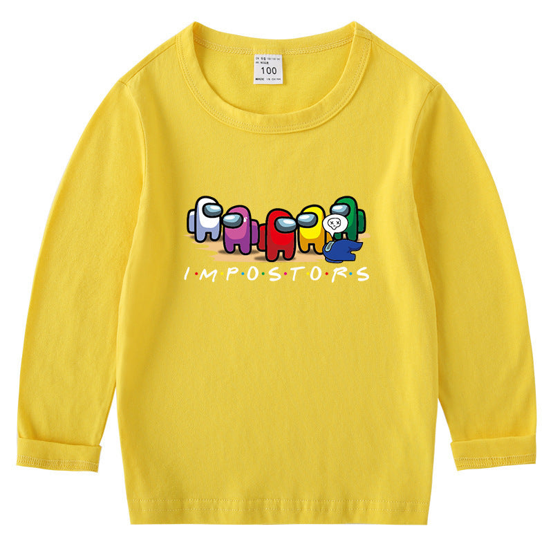 T-Shirt Coton Enfant Col Rond Manches Longues – Base Confortable | Children's Cotton Round Neck Long Sleeve Top