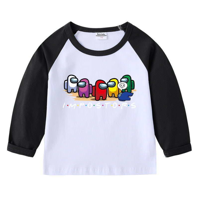 T-Shirt Enfant Col Rond Imprimé Cartoon Manches Longues | Children's Round Neck Cartoon Long Sleeve Shirt