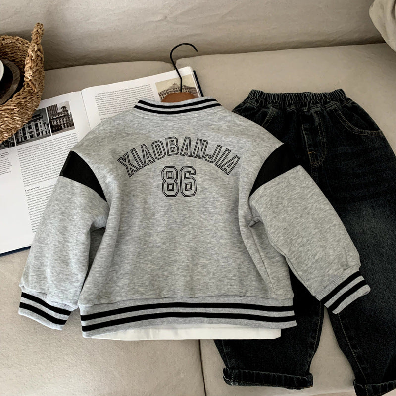 Manteau Bébé Garçon Style Baseball Automne – Veste Saison Confortable | Baby Boy Autumn Baseball Jersey Coat