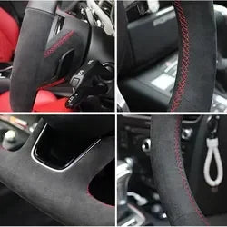 Hand-Stitched Non-Slip Soft Black Suede Steering Wheel Cover for Mazda MX-5 Miata 2009-2013 RX-8 CX-7 2007-2009