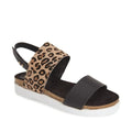 Sandales Femme Double Bride Imprimé Léopard – Boucle Latérale | Women's Double Strap Calf Hair Sandals