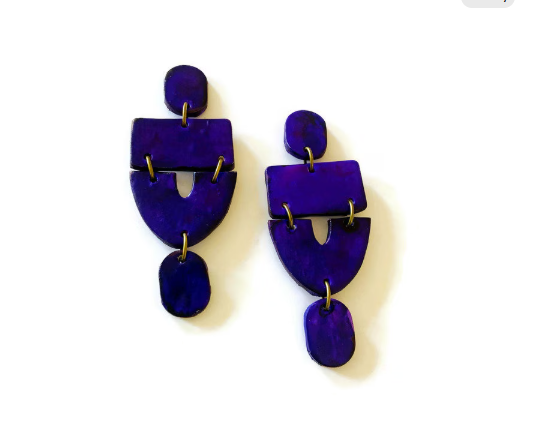 Long Red Statement Earrings Handmade, Post or Clip On Earring - "Lee"