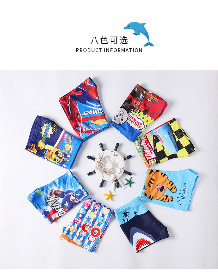 Maillot de Bain Garçon Imprimé Cartoon – Séchage Rapide S/M/L | Boys Cartoon Print Swim Trunks Quick-Dry