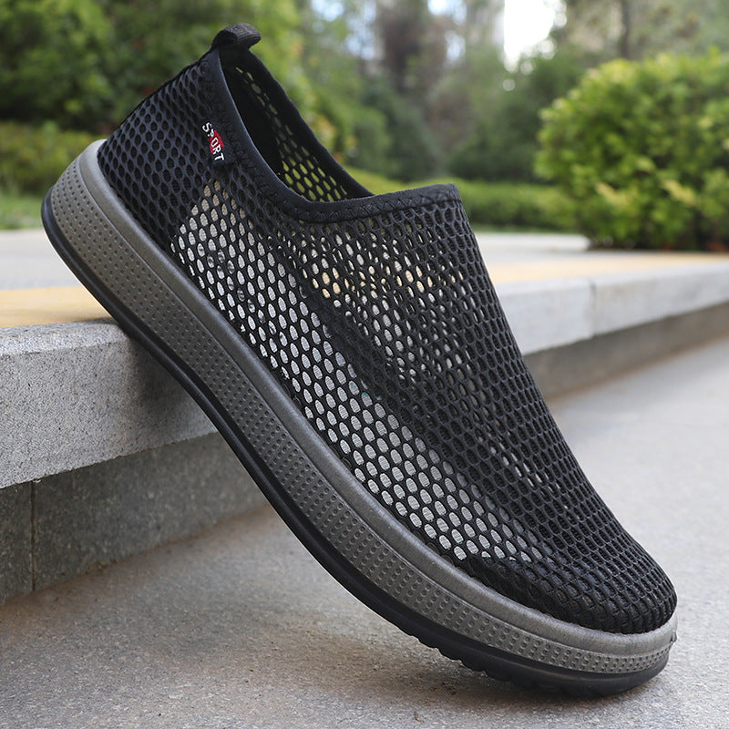 Summer Mesh Shoes Men's Cross-border Mesh Old Beijing Cloth Shoes Men's Breathable Dad Casual Breathable Middle-aged and Elderly Car Shoes