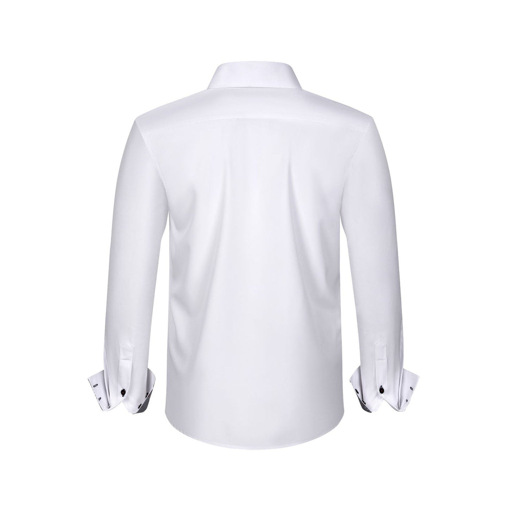 Cross-Border Four-Way Stretch Men's Shirt Polka Dot Color Matching Design Double-Breasted Shirt Men's Amazon Hot Style