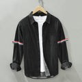 8840 trend new bar webbing stitching shirt men's long sleeve pocket blue casual shirt a generation of hair