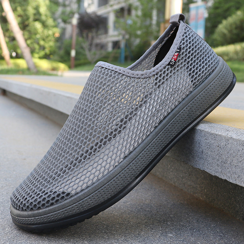 Summer Mesh Shoes Men's Cross-border Mesh Old Beijing Cloth Shoes Men's Breathable Dad Casual Breathable Middle-aged and Elderly Car Shoes