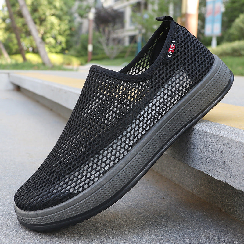 Summer Mesh Shoes Men's Cross-border Mesh Old Beijing Cloth Shoes Men's Breathable Dad Casual Breathable Middle-aged and Elderly Car Shoes