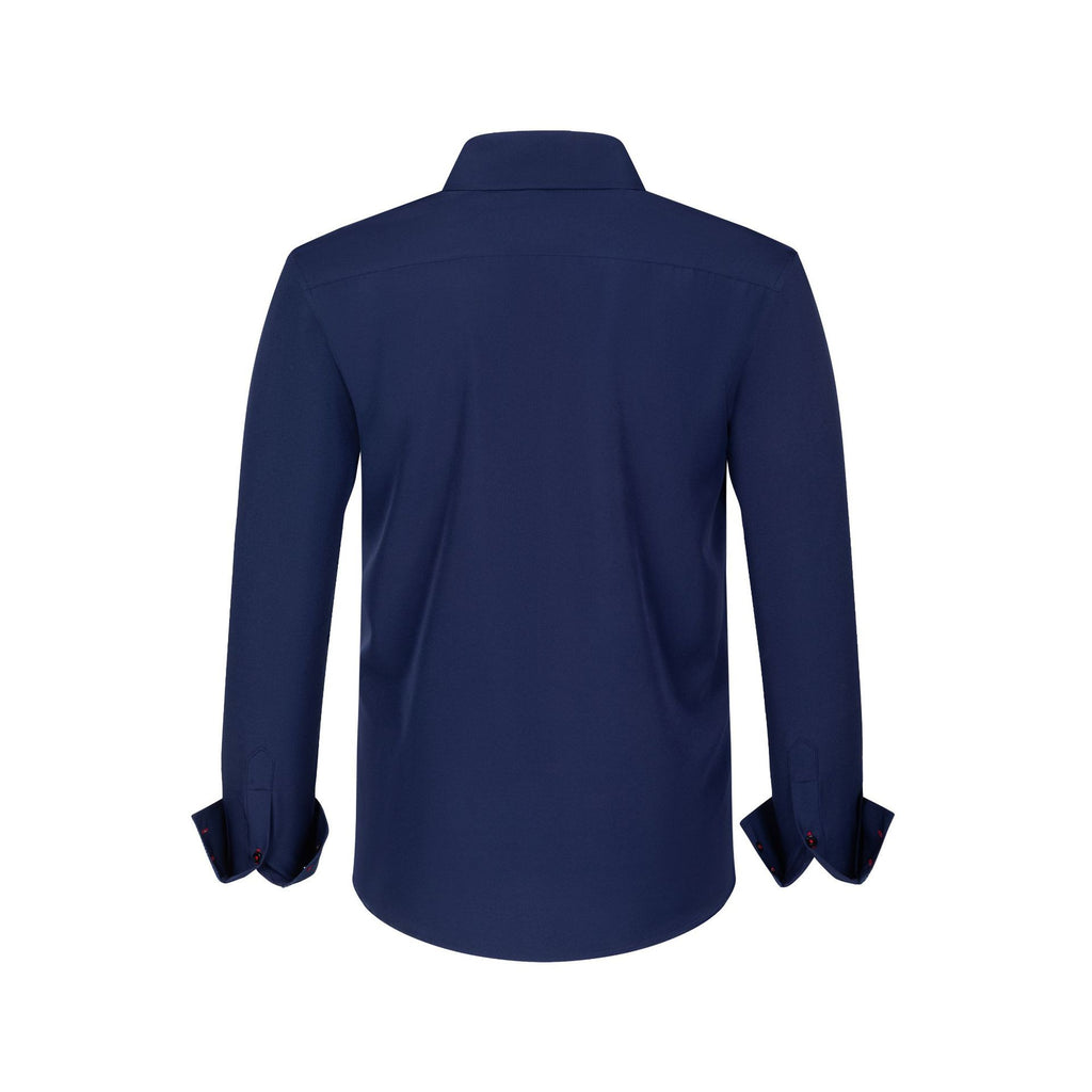 Cross-Border Four-Way Stretch Men's Shirt Polka Dot Color Matching Design Double-Breasted Shirt Men's Amazon Hot Style