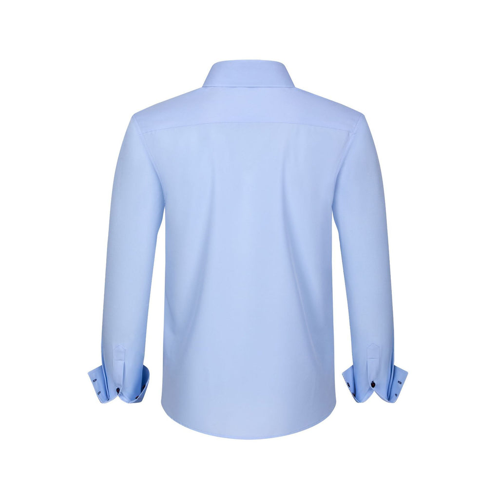 Cross-Border Four-Way Stretch Men's Shirt Polka Dot Color Matching Design Double-Breasted Shirt Men's Amazon Hot Style