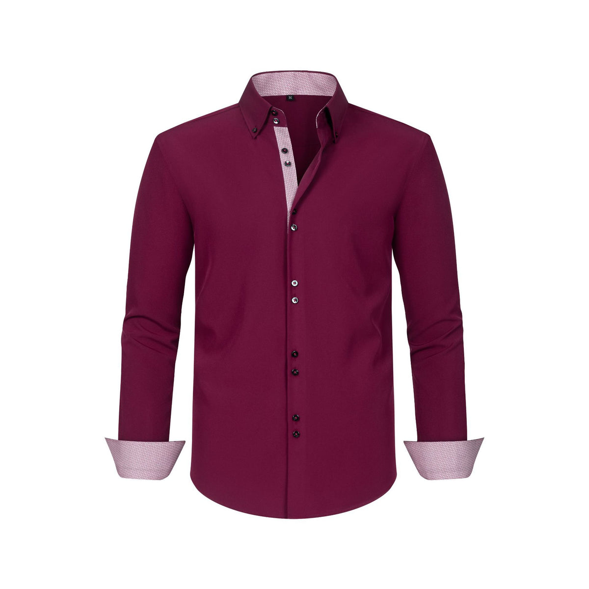 Cross-Border Four-Way Stretch Men's Shirt Polka Dot Color Matching Design Double-Breasted Shirt Men's Amazon Hot Style