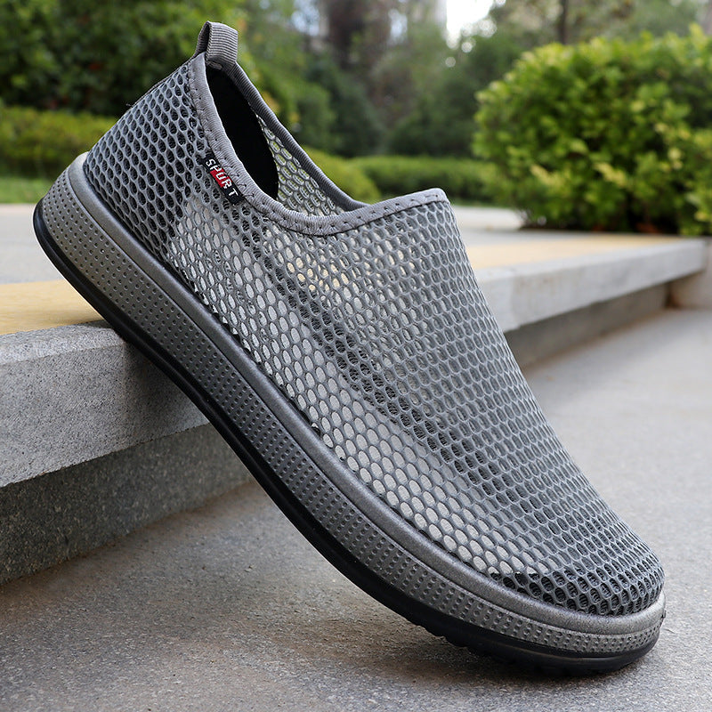 Summer Mesh Shoes Men's Cross-border Mesh Old Beijing Cloth Shoes Men's Breathable Dad Casual Breathable Middle-aged and Elderly Car Shoes