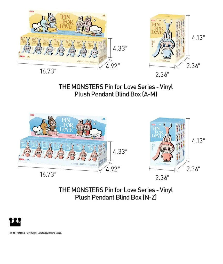 Labubu - The Monsters Pin for Love Series (A-M) Vinyl Plush Pendant Blind Box (1 Random Box)
