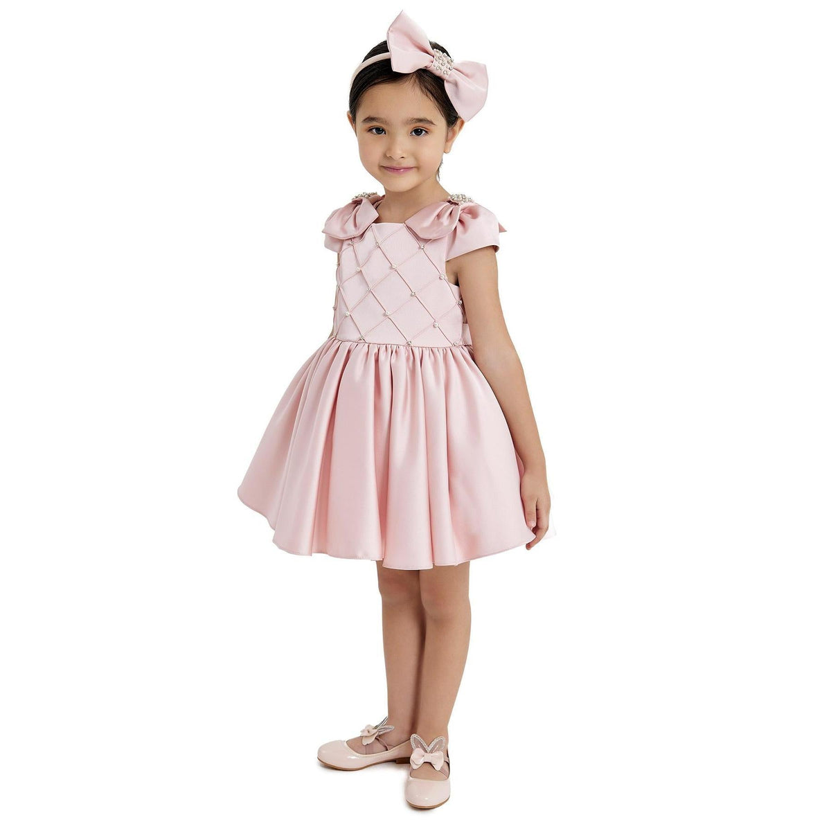 Robe Courte Satin Fille Lady of Norway – Mancherons & Nœud | Girls Satin Short Formal Dress