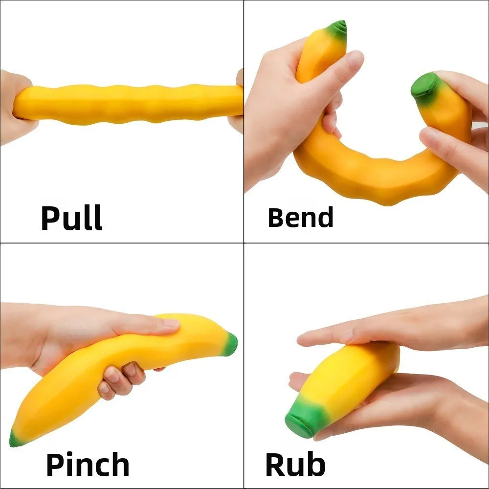 Anxiety Relief Banana Squeeze Toy Simulated Banana Sensory Toys Stretchy Banana Toy Slow Rebound Stress Relief Squeeze Ball