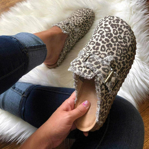 Mocassins Femme Vintage en Toile – Talon Plat Bout Rond | Women's Flat Canvas Loafer Clogs