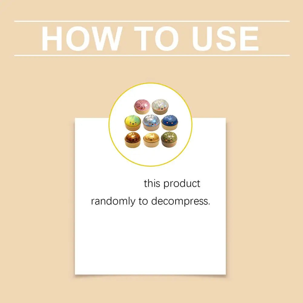 Fun Mini Bao Bun Glitter Dumpling Squishy Toy Mystery Box Free Wrappers with Steamer Stress Relief Toy Crazy Surprise Balls
