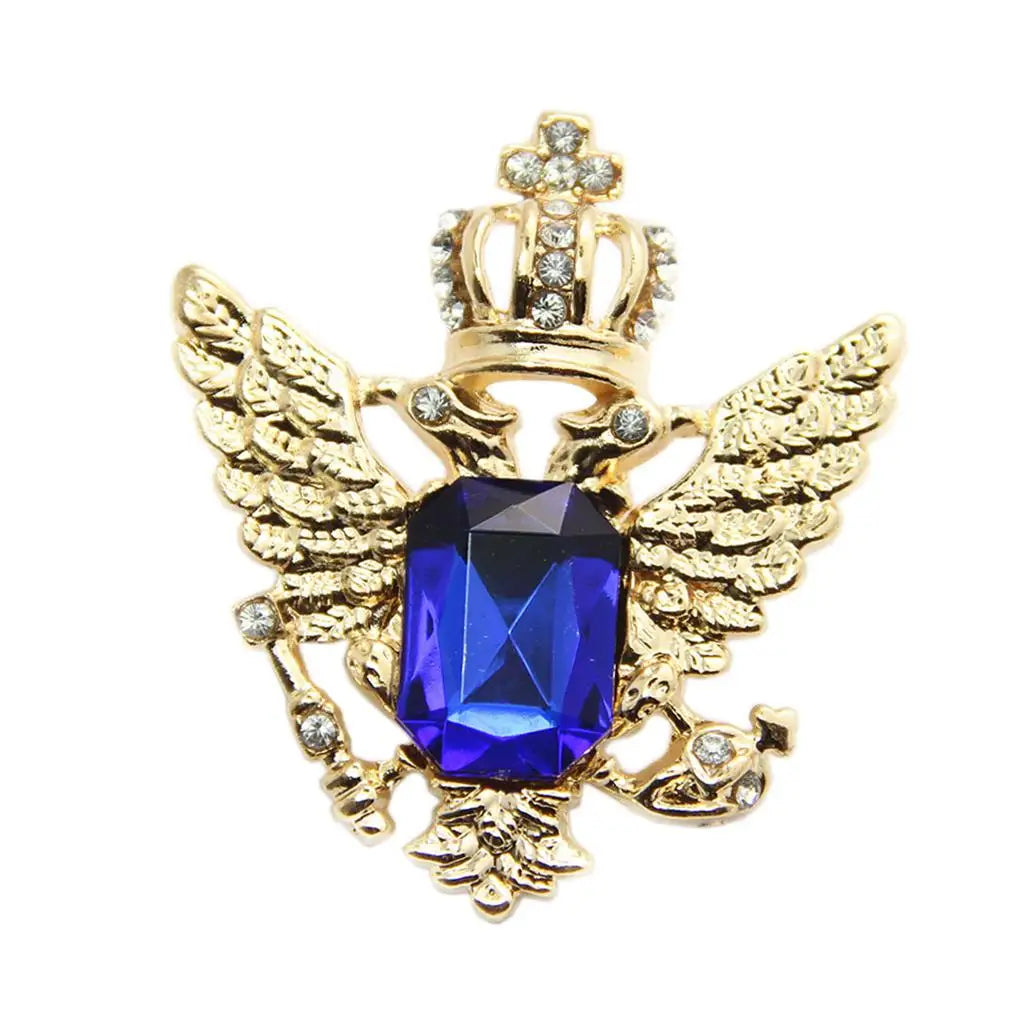 Alloy Eagle Brooch Pin Vintage Style Rhinestone Clothes Pin for Men's Suit Business Party Accessory